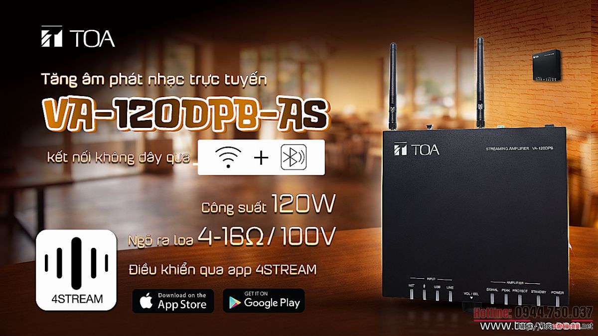 Ra mắt tăng âm phát nhạc trực tuyến VA-120DPB-AS