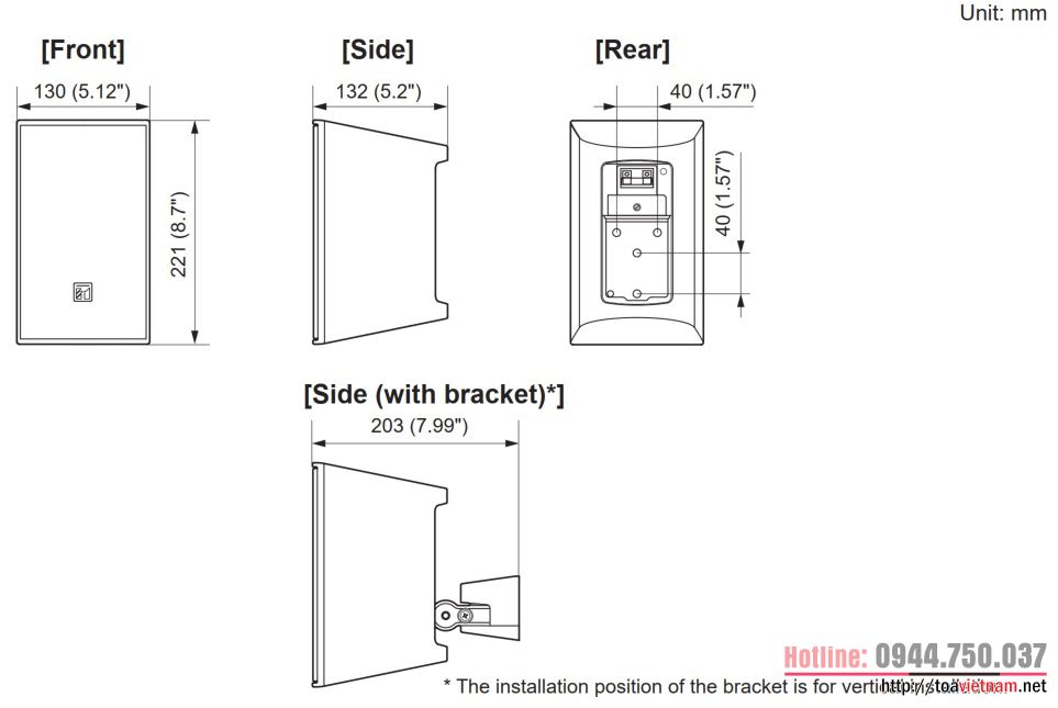 Kích thước của loa F-03BT và F-03WT