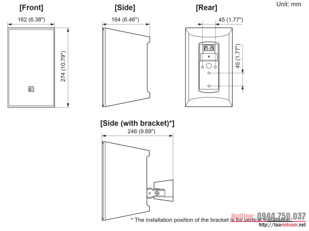 Kích thước của loa F-08BT và F-08WT