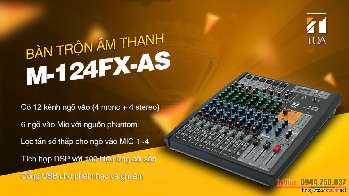 Mixer TOA M-124FX Giải pháp âm thanh Analog đa năng cho mọi không gian.jpg