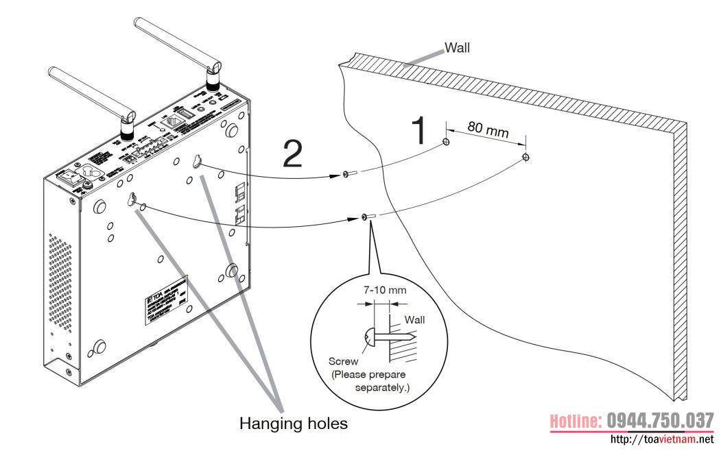 Lắp VA-120DPB-AS trực tiếp vào tường Lắp VA-120DPB-AS trực tiếp vào tường