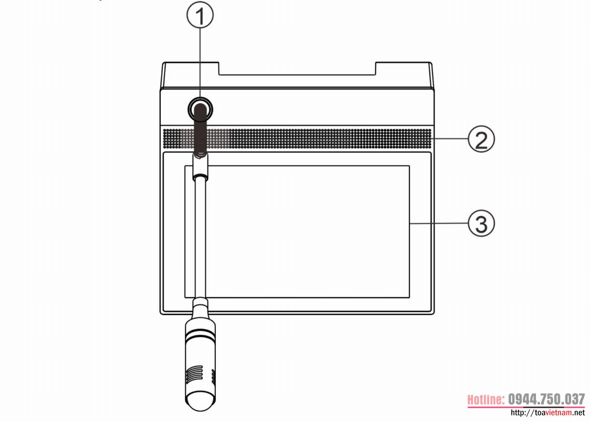 Mặt trên của micro cảm ứng IP-107RM Mặt trên của micro cảm ứng IP-107RM