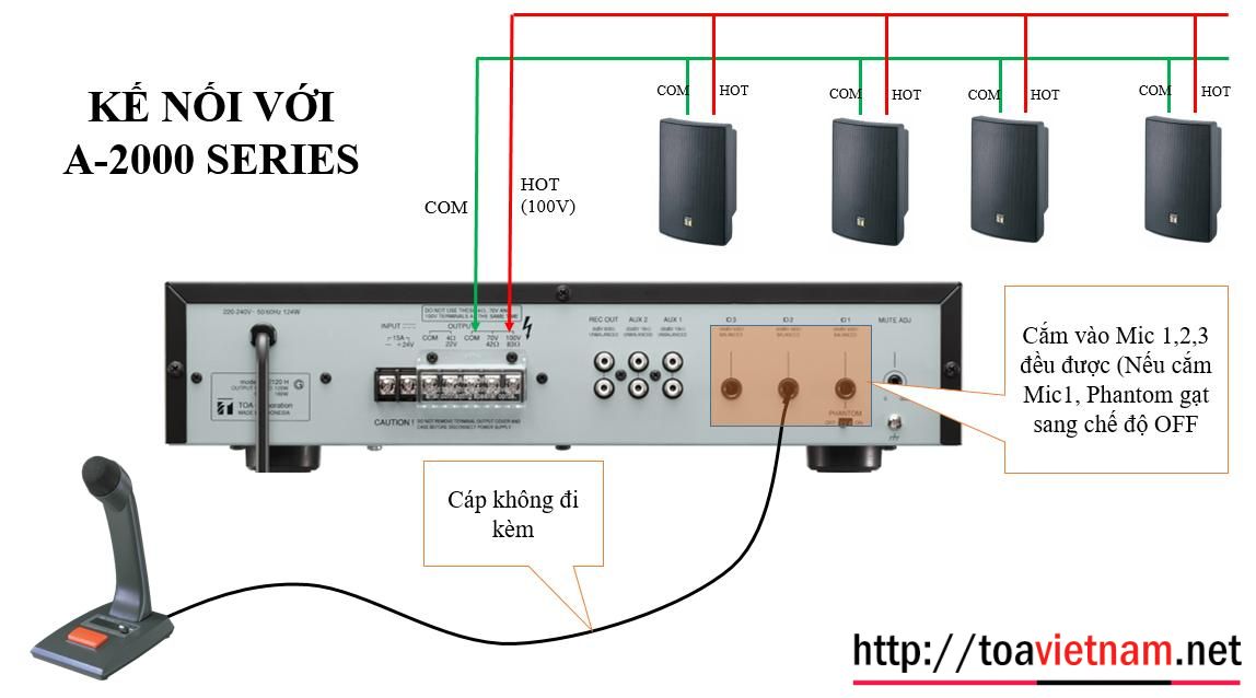 Hướng dẫn kết nối PM-660, PM-660D với A-2000, A-3000