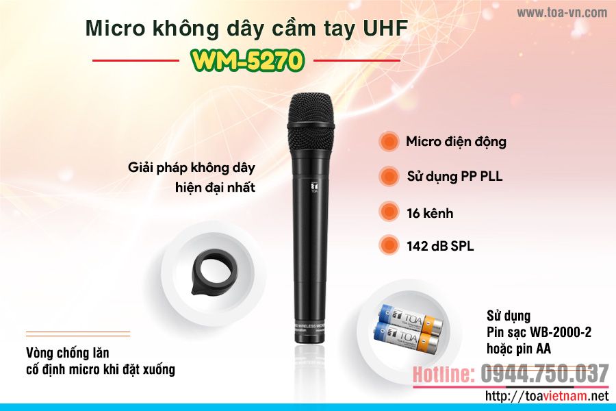 Micro không dây cầm tay chất lượng cao UHF WM-5270.jpg