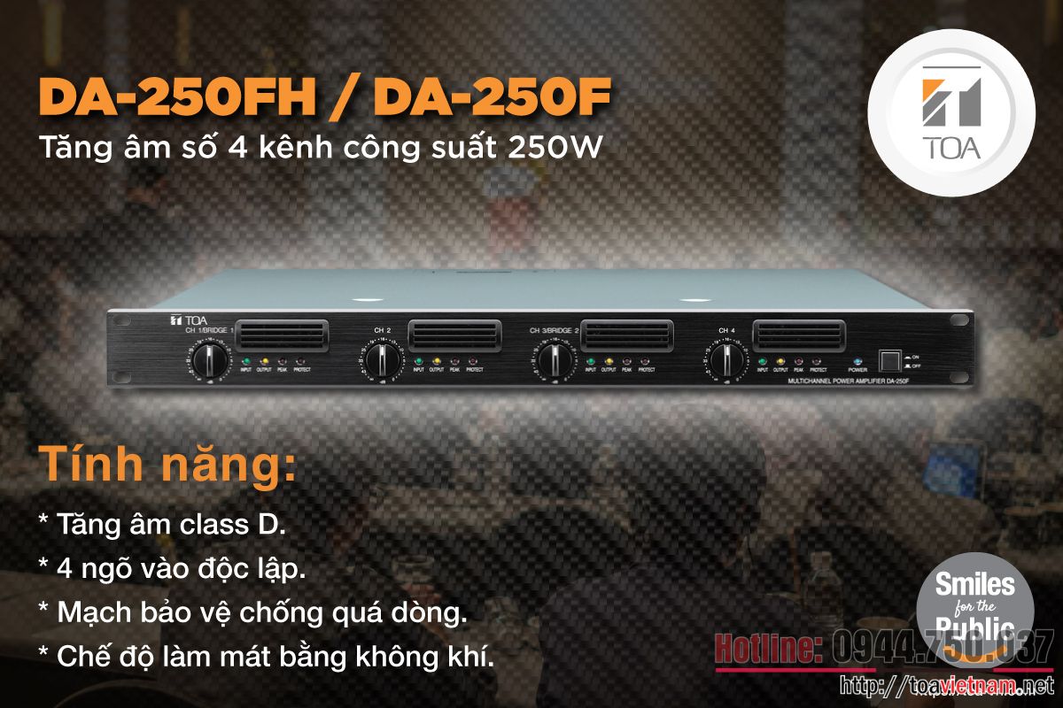 Tăng âm số 4 kênh công suất 4X250W: DA-250F/ DA-250FH