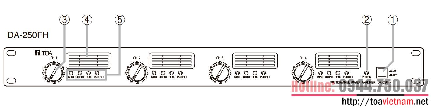 Hướng dẫn sử dụng, lắp đặt tăng âm số 4 kênh 4x250W trở kháng cao TOA DA-250FH